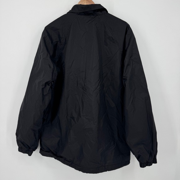 Dickies Mens Black Lightweight Snap Front Coach Jacket Medium Y2K Windbreaker - Picture 3 of 8